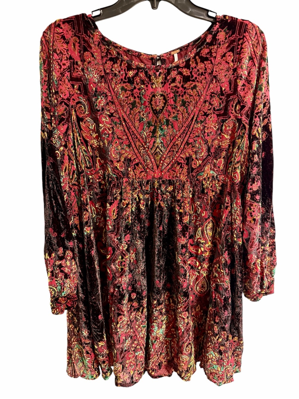 Free People Mirror Mirror Velvet Mini Dress, Wine/Black NWOT SMALL